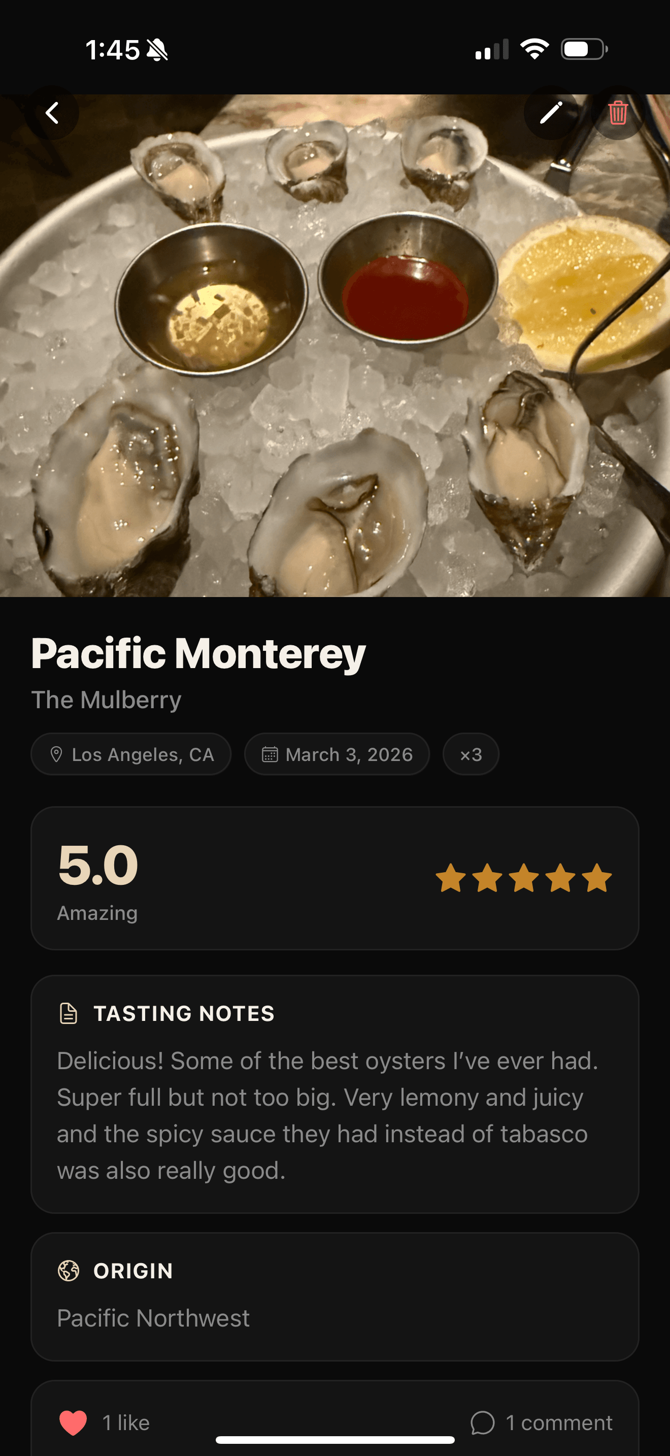Pearl app oyster detail